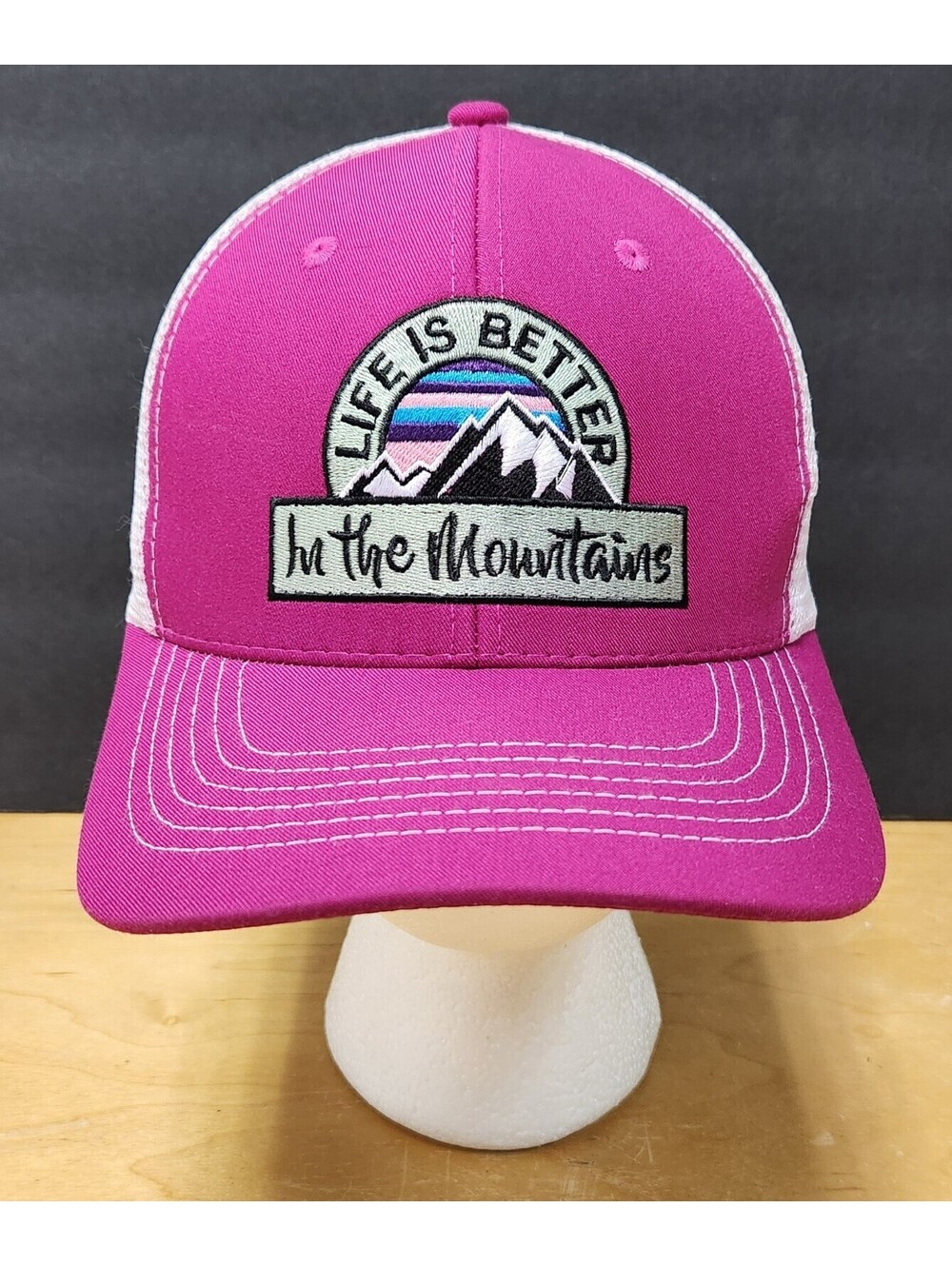 Life Is Better In The Mountains Trucker Hat Arcadian Outfitters Snapback Pink